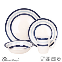 16PCS Blue Circle Stoneware Dinner Set